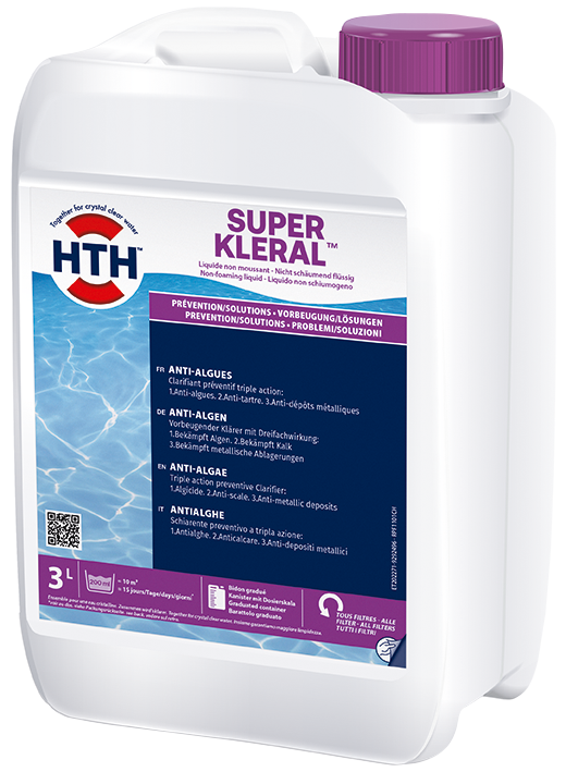hth SUPER KLERAL (Wasserklärer mit 3-fach Wirkung), Kanister à 3 Liter