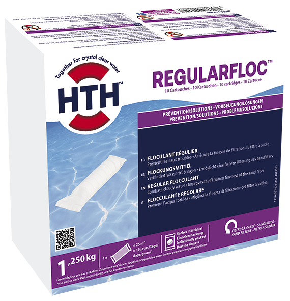 hth REGULARFLOC, Flockungsmittelkartuschen, Karton (10 x 125 g)