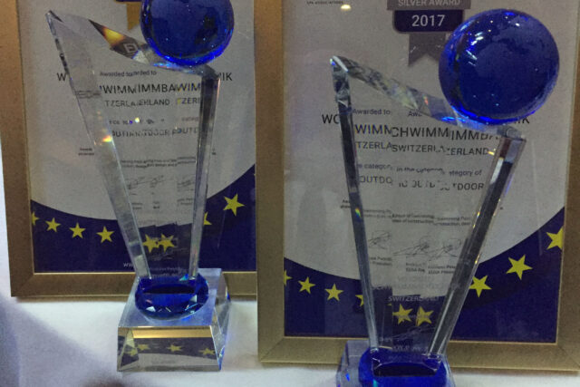 Trophäen des European Pool & Spa Award 2017
